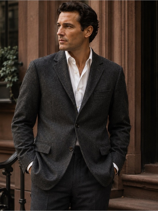 Samuelsohn Other - SAMUELSOHN Mens 42R Cashmere Mink Blazer Charcoal Gray Made in Canada 2 Button